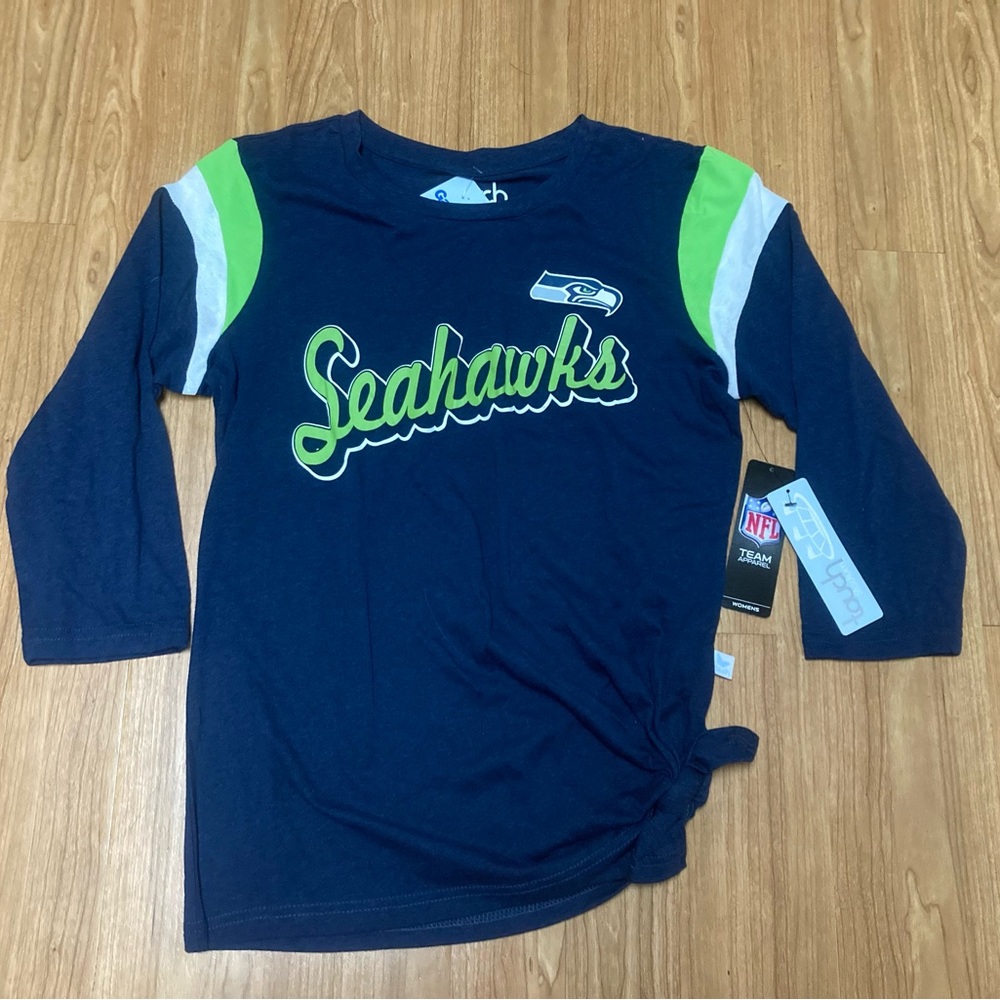 NWT Seattle Seahawks Shirt Womens Medium TIE SIDE KNOT Football NFL Touch